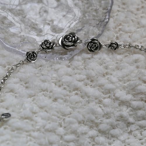 Vintage Rose Flower Link Chain Bracelet Sterling Silver Women Bracelet Stainless Steel Rose Bracelet Jewelry3