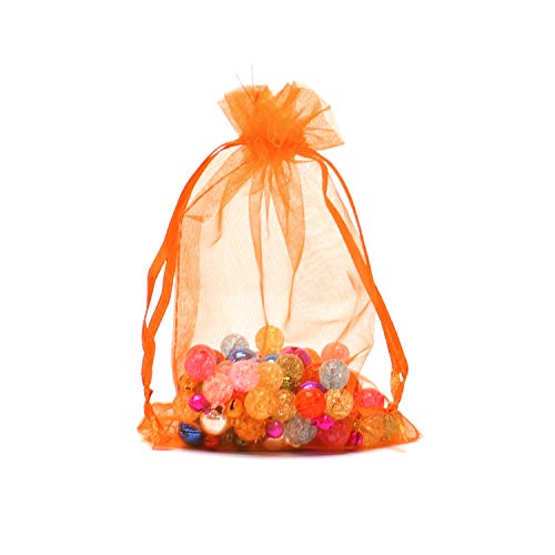 Image of Dealglad 50pcs Drawstring Organza Jewelry Candy Pouch Christmas Wedding Party Favor Gift Bags (3.5x4.5 inch, Orange)