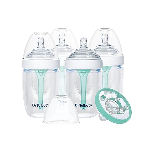 Image of Dr. Talbot's Anti-Colic Bottles with Soft Flex Pacifier - 9 oz - (4-Pack) Baby Bottles for Newborn Babies 0+ Months - Self Sterilizing Bottles with Slow Flow Soft Flex Nipple and Venting System
