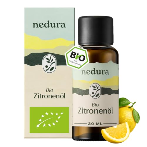 nedura BIO Zitronenöl [100% NATURREIN] - Kaltgepresst aus echten Zitronen - Reines Zitronenöl zum Verzehr - Lebensmittelqualität - Zitronen Öl Lemon Oil aus Griechenland - 30ml