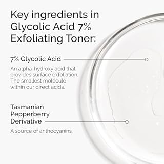 The Ordinary Glycolic Acid 7% Exfoliating Toner, Brightening and Smoothing Daily Toner for More Even-Looking Skin Tone, 3.4 Fl Oz