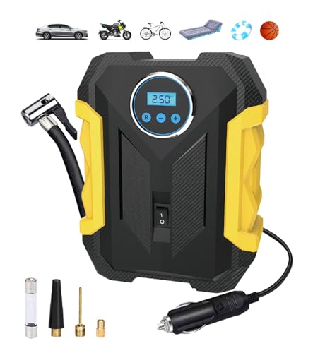Compresseur d'air Électrique Portatif, Compresseur Voiture, Gonfleur Pneu Voiture 12v DC, Pompe à Pneu Portable Numérique, écran LCD 12V DC, pour Voiture,...