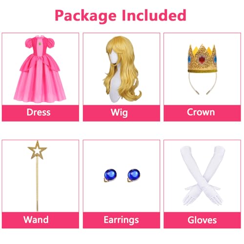 Disfraz princesa rosa para niñas 7-8 años con accesorios miniatura 2