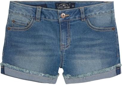 Lucky Brand Girls' Cuffed Jean Shorts, Stretch Denim with 5 Pocke...
