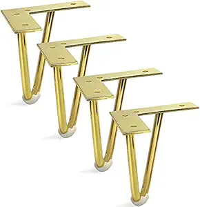 VIDITYA DECOR Gold Hairpin Furniture Legs 5 inch, 4PCS Metal Cabinet