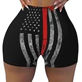 Design tendance : améliorez votre garde-robe d'entraînement avec ce short d'entraînement élégant avec hache de pompier rouge imprimé drapeau présenté dans un design tendance avec des coutures flatteuses. Ce short d'entraînement pour femme avec motif drapeau rouge hache de pompier est un excellent choix.