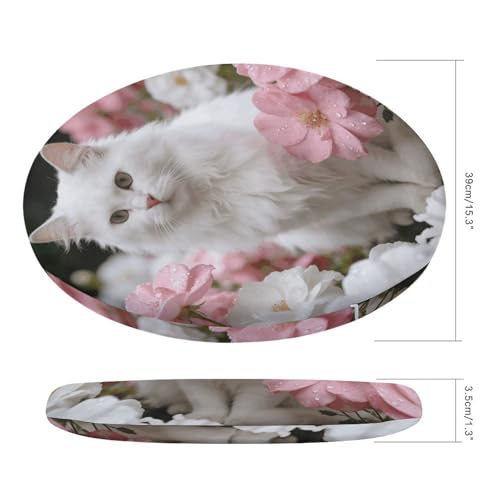 Cojín de asiento redondo mullido para aliviar sillas duras de cocina con gato 3