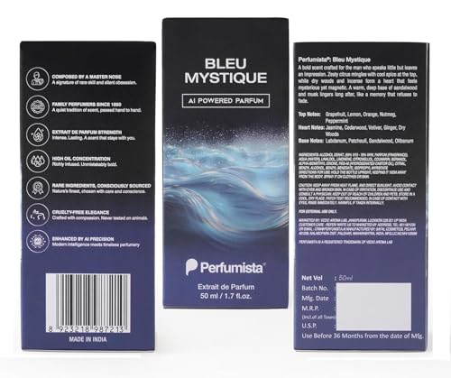 Image of Bleu Mystique Extrait de Parfum for Men | Long-Lasting Fresh & Woody Perfume - 50ML (Pack of 1) | Premium Extrait de Parfum with Citrus, Woods & Musk | Strong Masculine Perfume for Men & Women