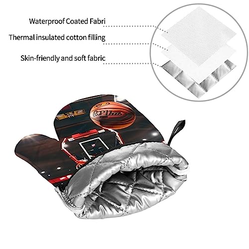 Basketball Print Oven Mitts And Pot Holders,Heat Resistant Non-Slip Surface Soft Inner Lining For Cooking Baking #TOP7