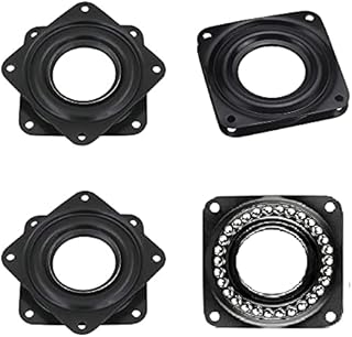 STCRERAG 4 PCS Square Rotating Swivel Plate Black Lazy Susan Turntable Bearing Bar Stool Swivel Plate Replacement 360 Degrees Rotating Tray with Steel Ball Bearings for Bar Stools,Chairs
