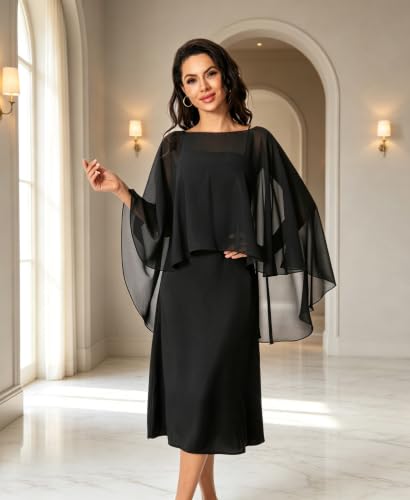 Image of Baoqiya Chiffon Capes Sheer Capelets Long Cape Poncho For Women Plus Size