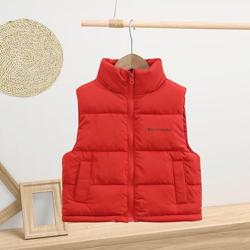 Kids Girls Puffer Vest Winter Zip Up Letter Sleeveless Mock Neck Down Jacket Boys Warm Lightweight Cotton Down Outerwear2