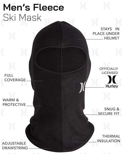 Hurley Balaclava masculina - Máscara de esqui facial de lã polar térmica - Máscara facial de inverno