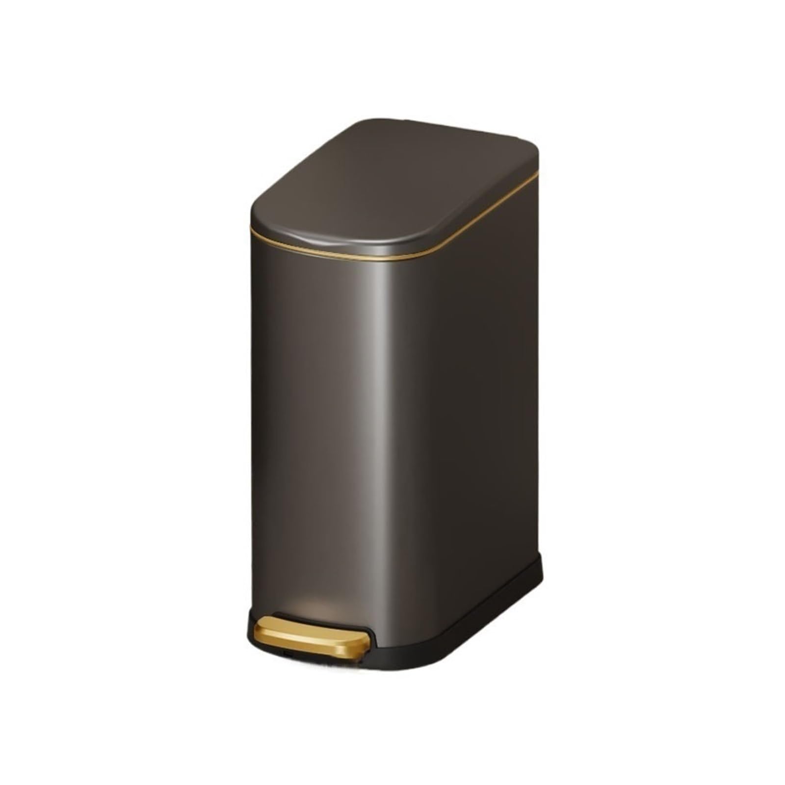 Z4T8M2K6G5 Waste Bin Stainless Steel Trash Can with Lid, Step Pedal, Removable Bucket for Narrow Spaces, Office Trash Can(Bruin)