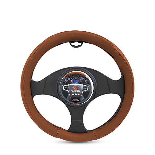 Image of CARMATE Car Steering Cover Super Grip 112 Compatible with Santro 2018 - Medium Tan