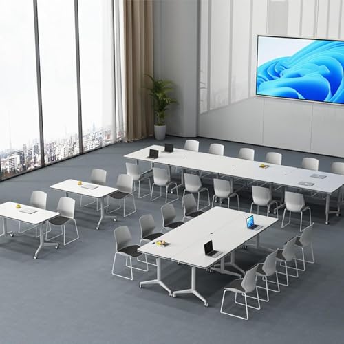 Mesa para Sala de conferencias, Mesa de conferencias abatible, Mesa de reuniones con Ruedas, Escritorio de computadora móvil, Mesa Plegable Grande con Ruedas modestas y bloqueables