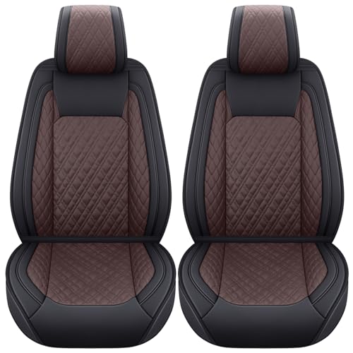 Image of Aierxuan Front Toyota Tundra Seat Covers Waterproof Leather (Black-Brown)