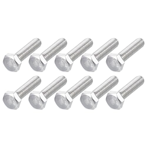 Image of METALLIXITY Hex Bolts (M6-1x25mm) 10Pcs, 304 Stainless Steel Coarse Fully Threaded Hex Head Screw Bolt Machine Screws - for Furniture Repair, Silver