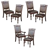 Pemberly Row Wood Dining Side & Arm Chairs in Brown Cherry (Set of 6)