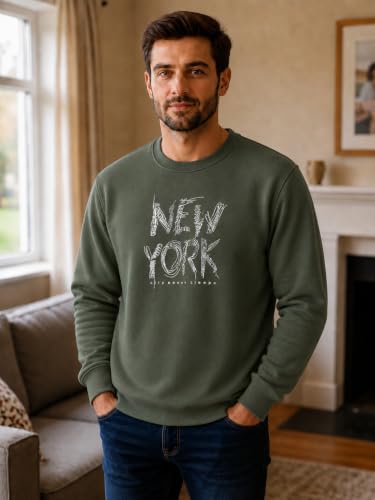 Image of Mack Jonney Men's Printed Fleece Sweatshirt|Full Sleeve Round Neck Winter Sweatshirt for Casual Wear|Travel|Gym & Everyday Style-mj-403