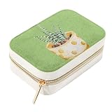 RODAILYCAY Joyero de viaje de terciopelo para mujer, maceta de cactus dibujada a mano, almacenamiento portátil para collares, anillos, aretes, pulseras, soporte de joyería, organizador de collares