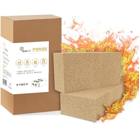 GIRtech Heavy Duty Refractory Fire Bricks for Forge 3200F - Pack of 2 Extra High Temperature Insulated | Fire Brick for Masonry, Insulating Kiln, Fire Pit, Wood Stove, Oven, Grill, Melting Metals Cover