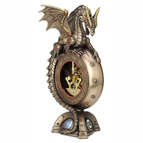 Reloj de mesa de dragón resina steampunk bronce con relojes 7