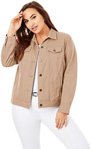 Jessica LondonWomen's Plus Size Classic Cotton Button Down Denim Jean Jacket