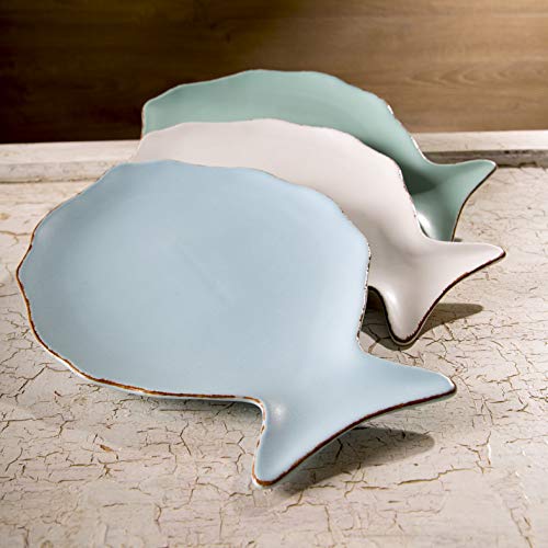 Foodesign Mediterraneo Mixed Color Ceramic 13-Inch Fish Dish, Set of 3