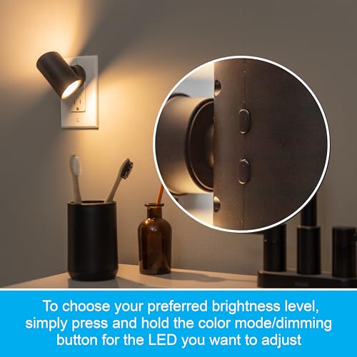 Image of GE Plug in Night Light with Directional Accent Lighting, Dusk to Dawn Sensor for Automatic Light, Dimmable Color Changing Mood Lighting, LED Wall Sconce for Bedrooms, 1 Pack