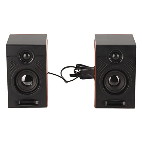 Jopwkuin USB Wired Speakers, HiFi Clear Sound Quality Deep Bass Computer Speakers Wooden Color for TVs for Laptops