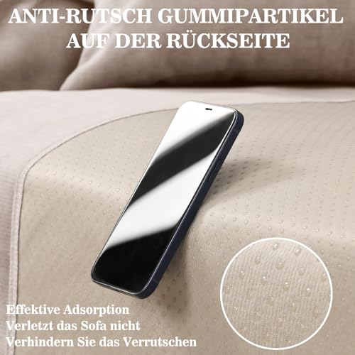 Alishomtll Sofabezug 1/2/3/4 Sitzer, Universelle Wasserdicht Sofa Überzug Ecksofa, L Form Couch Überzug, Hund Katze Anti-rutsch Sofaüberwurfe Sofaschoner für Wohnzimmer (Hellbraun, 70x70cm)