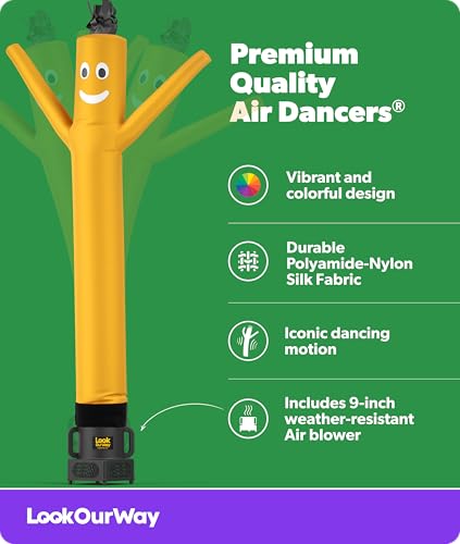 Image of LookOurWay Air Dancers Wacky Waving Inflatable Tube Guy - 7ft Tall Inflatable Advertising Waving Dancing Man with Sky Dancer Blower - Yellow
