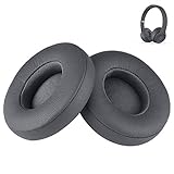 Almohadillas de repuesto Solo 2/Solo 3 compatibles con auriculares Beats by Dr DRE Solo3 Wireless Solo2 Wired/Wireless A1796/B0518/B0534, piel de proteína y espuma viscoelástica (gris)
