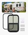 Happybuy Vertical RV Window, 14" W x 22" H. Tinted Sliding Window with Net Screen and Trim Ring. Fits 15/16" - 1 3/4" Thickness Wall. RV Window Replacement for Teardrop Cargo Trailer Camper