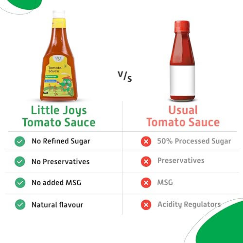 Image of Little Joys Tomato Ketchup Sauce for Kids | No Refined Sugar | Sweetened with Jaggery | 100% Vegetarian | No MSG, No Added Preservatives | Chemical-Free | 600g