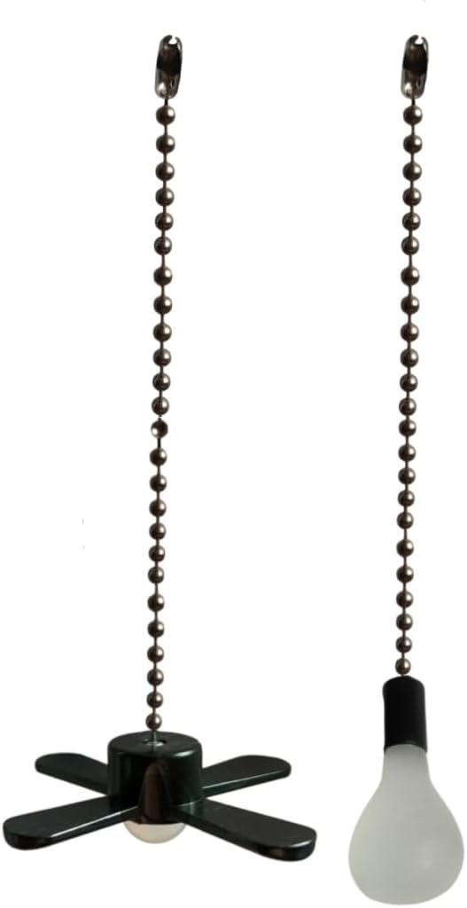 Pull chain, Ceiling Fan Pull Chain Extender,3.3mm Diameter Beaded Ceiling Fan Pull Chain Decorative Light Bulb and Fan 12 Inches Fan Pull Chain Set Black, 4Pcs