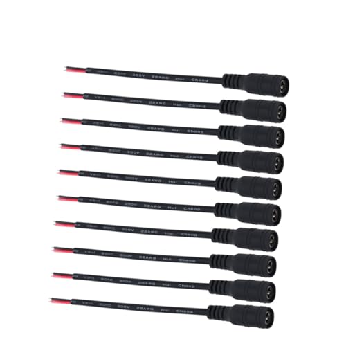 CONGARTENO 12v Connectors 10 Pack 5.5x2.1mm Female Power Adapter Plugs Surveillance Cable Jack Connectors