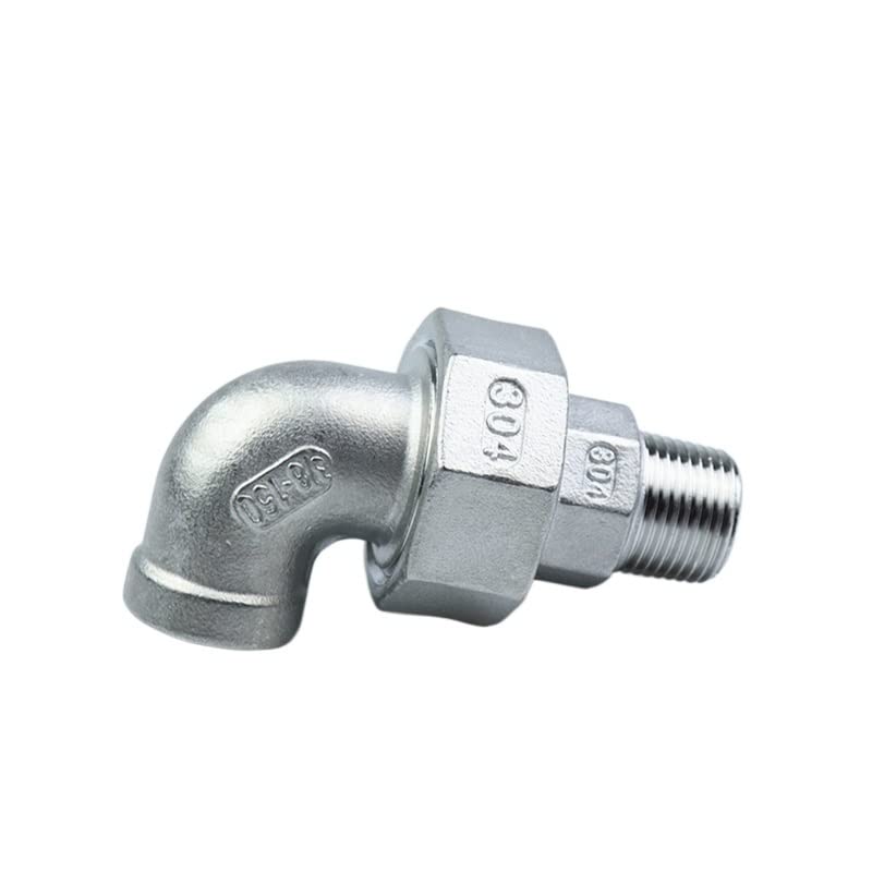 1/4" 3/8" 1/2" 3/4" Male to Female BSP Thread 304 Stainless Steel Live Joint Elbow Coupling Union Connector Pipe Fitting Cheerfully (Size : 1/2 inch)