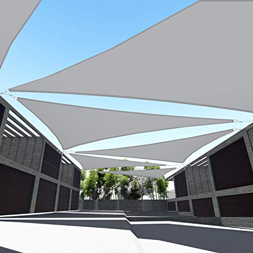 Sunshades Depot 14'x23'x27' Right Triangle Waterproof Knitted Shade Sail with 8 inch Kit Curved Edge Light Gray/Grey U*V Block Shade Fabric Pergola Carport Awning Canopy Replacement Awning