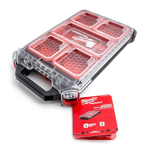 Milwaukee 4932471065 932471065 PACKOUT Compact Slim Organiser, Black, Red