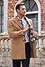 COOFANDY Mantel Herren Lang Wintermantel Winterjacke Trenchcoat Windjacke Reversjacke Herrenmantel mit Abnehmbaren Karierten Schals Männer Warmer Wollmantel Dunkler Kaffee L