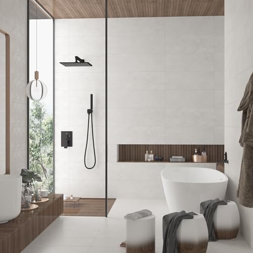Hoimpro sistema de ducha con cabezal de lluvia de 12 pulgadas y ducha manual 2 en 1, montaje en pared, acabado en bronce aceitado miniatura 2