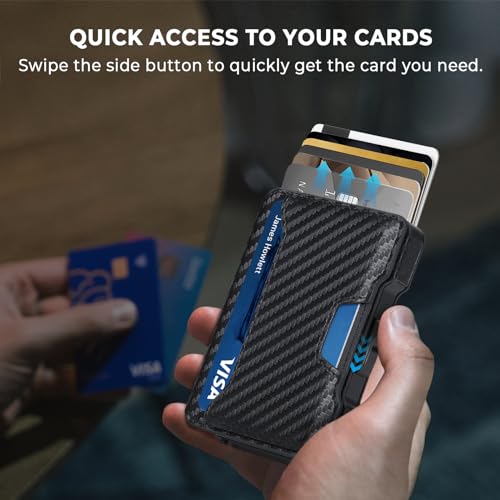 Slim Wallet for Men - Minimalist Mens Wallet with Money Clip, Aluminum Pop Up Card Case and Leather Slots Credit Card Holder RFID Blocking Wallet for Men with Gift Box3