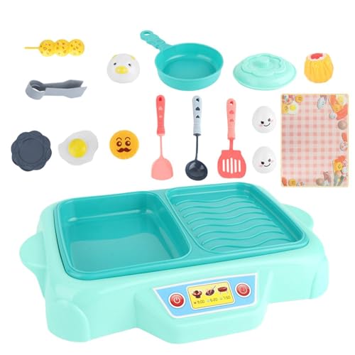 Juega comida de cocina, juego de cocina para niños pequeños - Jugar kit de cocina Fisura Play Play de 16 piezas Set y utensilios de cocina - Playset Realistic Play Huevos Favores Accesorios para Pascu