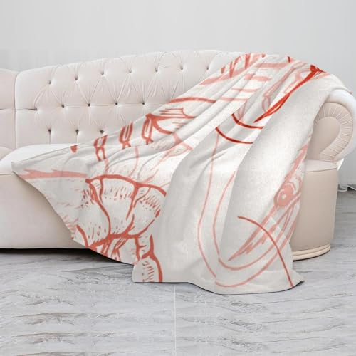 Couverture molleton microfibre 150x200 motif crevettes - 5