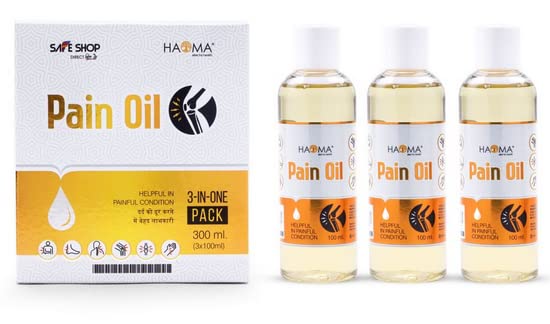 Haoma Joint Pain Oil 100ml (Pack of 3)- a blend of natural ingredients Gandhapura Oil, Tail Patra, Sesame Oil, Saral Exudates, Peppermint Crystals