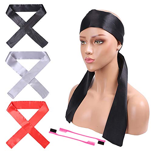 fani Edge Laying Scarf Wrap Band Edges Brush for Wigs Wrap Grip Headband Soft Satin Edge Scarves Headband for Makeup,Facial,Sport,Yoga