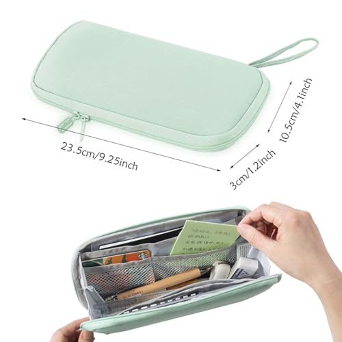 Image of Rolin Roly Multi-function Pencil Case Pencil Box Large Capacity Pen Case Holder for Women Pen Bag Organizer with Zipper (green)
