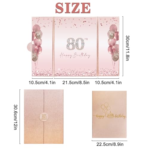 Image of DARUNAXY Rose Gold Happy 80th Birthday Alternative Signature Guest Book